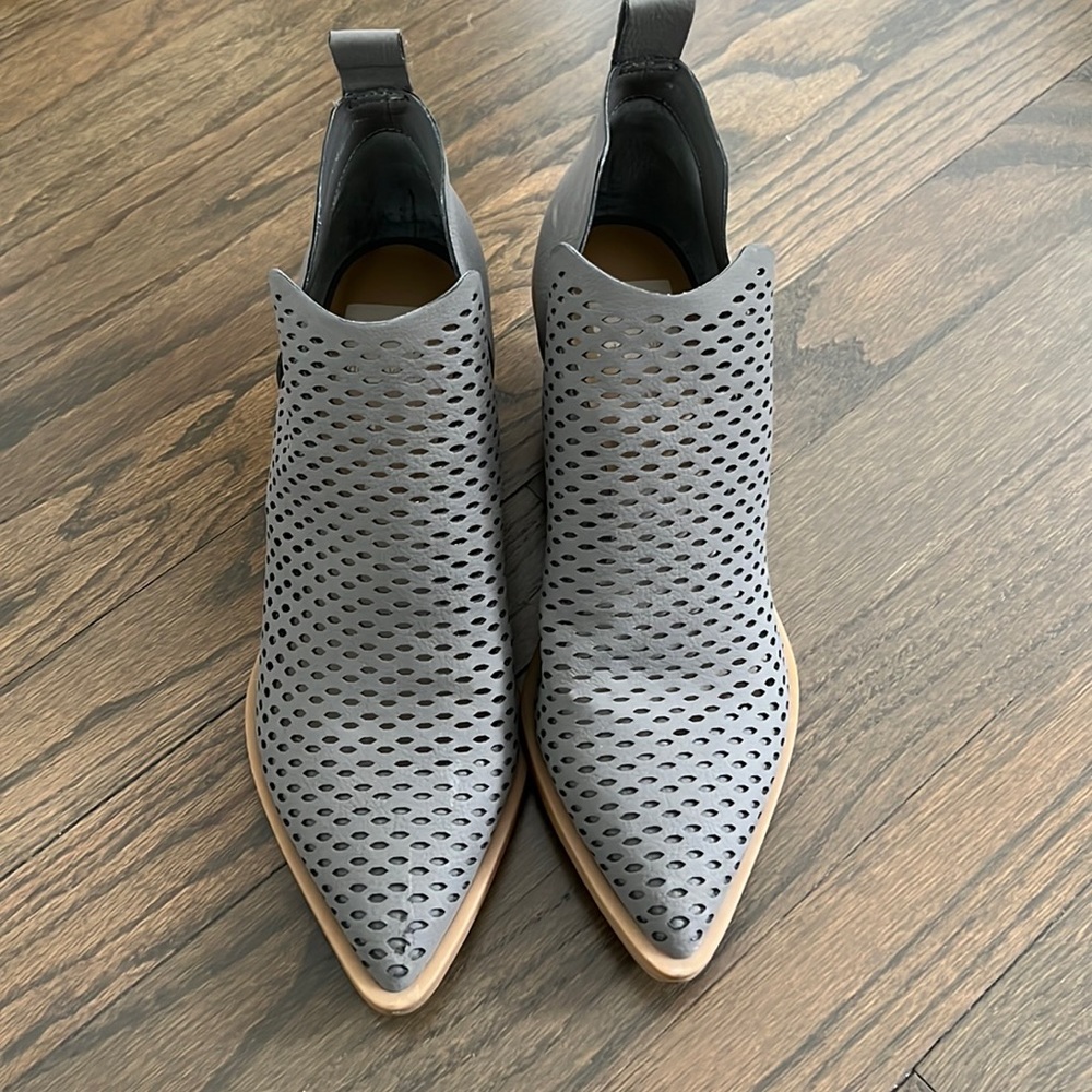 Gray Leather Booties